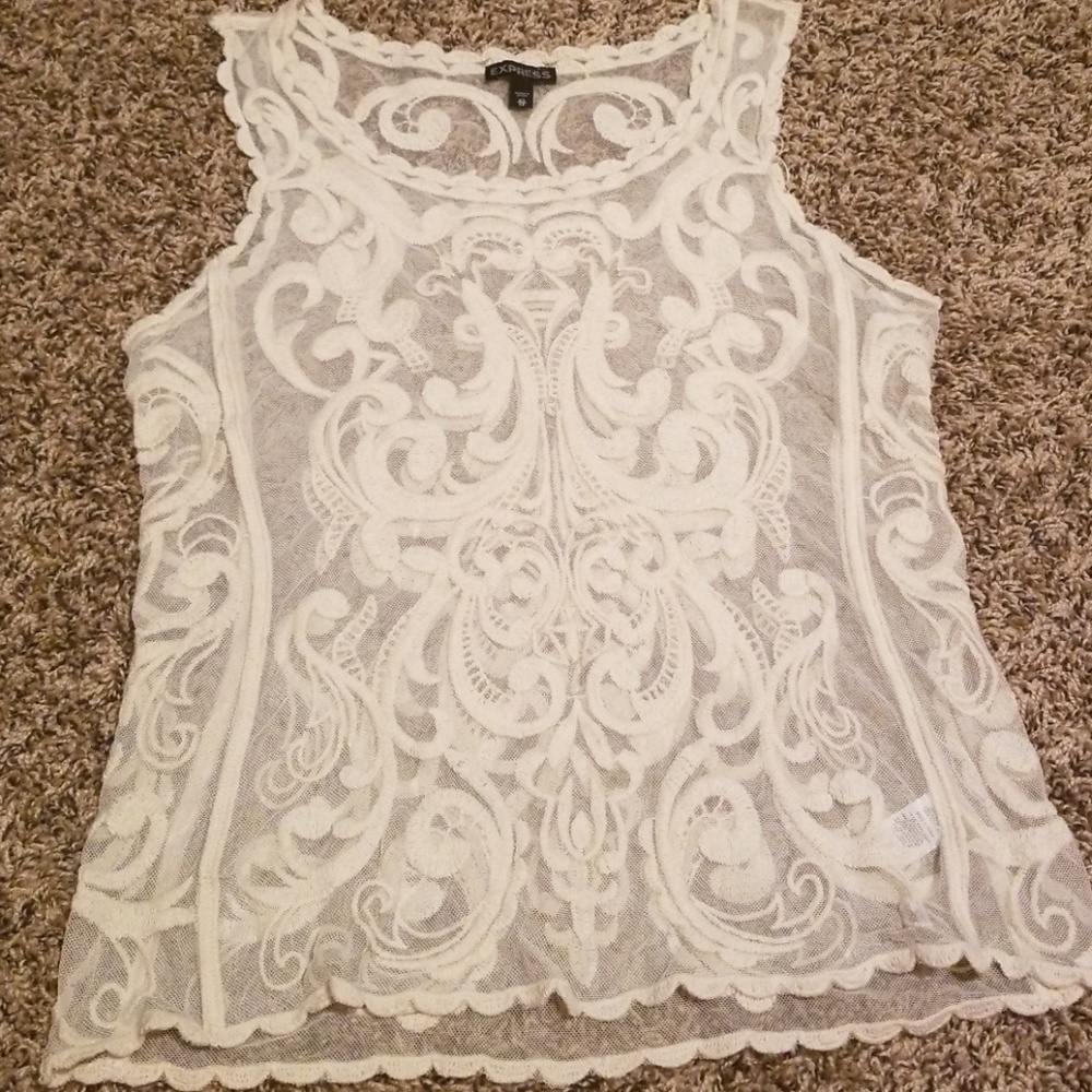 Express cream lace tank, size XS